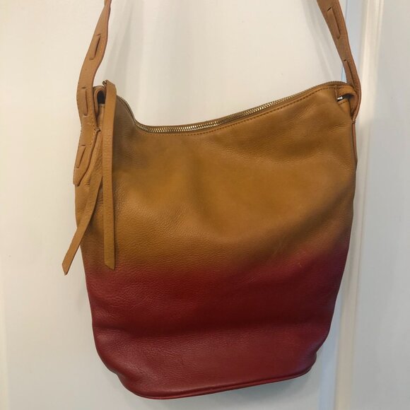 Kelsi Dagger Leather Bucket Bag- Dip Dyed - Camel/Poppy - Picture 1 of 10
